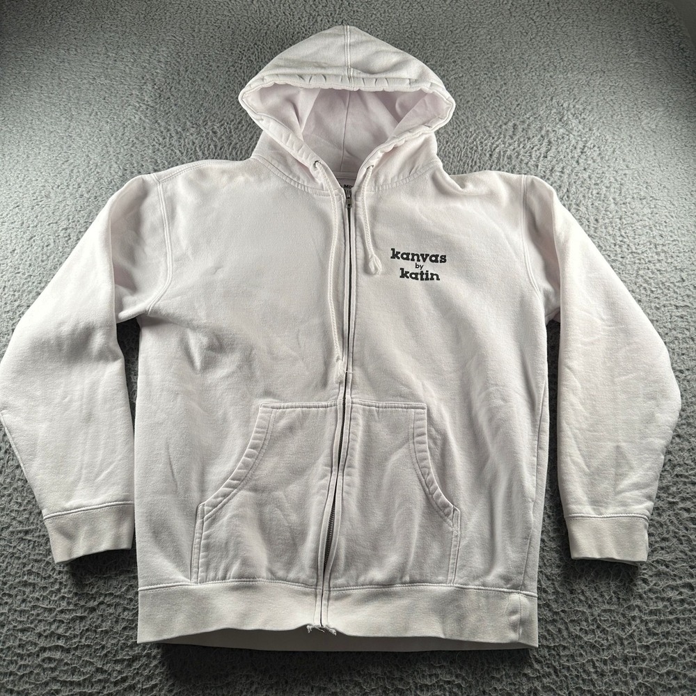 Vtg Katin Hoodie Mens M White Full Zip Kanvas by Katin Made in USA 90's Surf